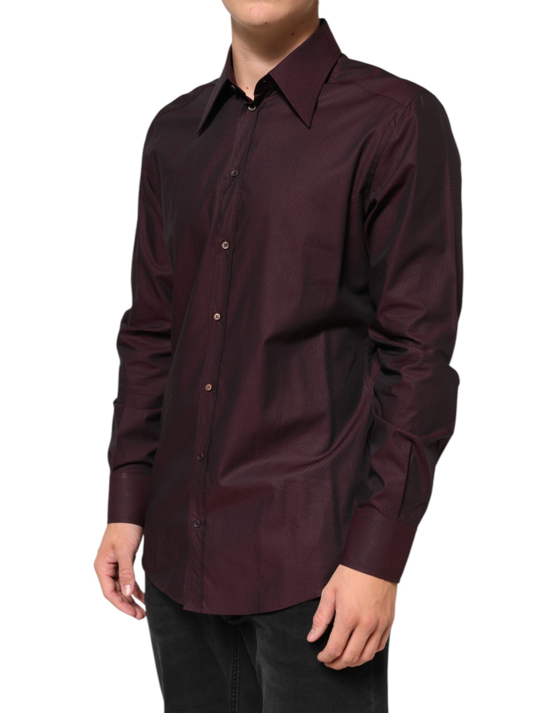 Dolce & Gabbana Violet GOLD Cotton Collared Dress Formal Shirt Dolce & Gabbana