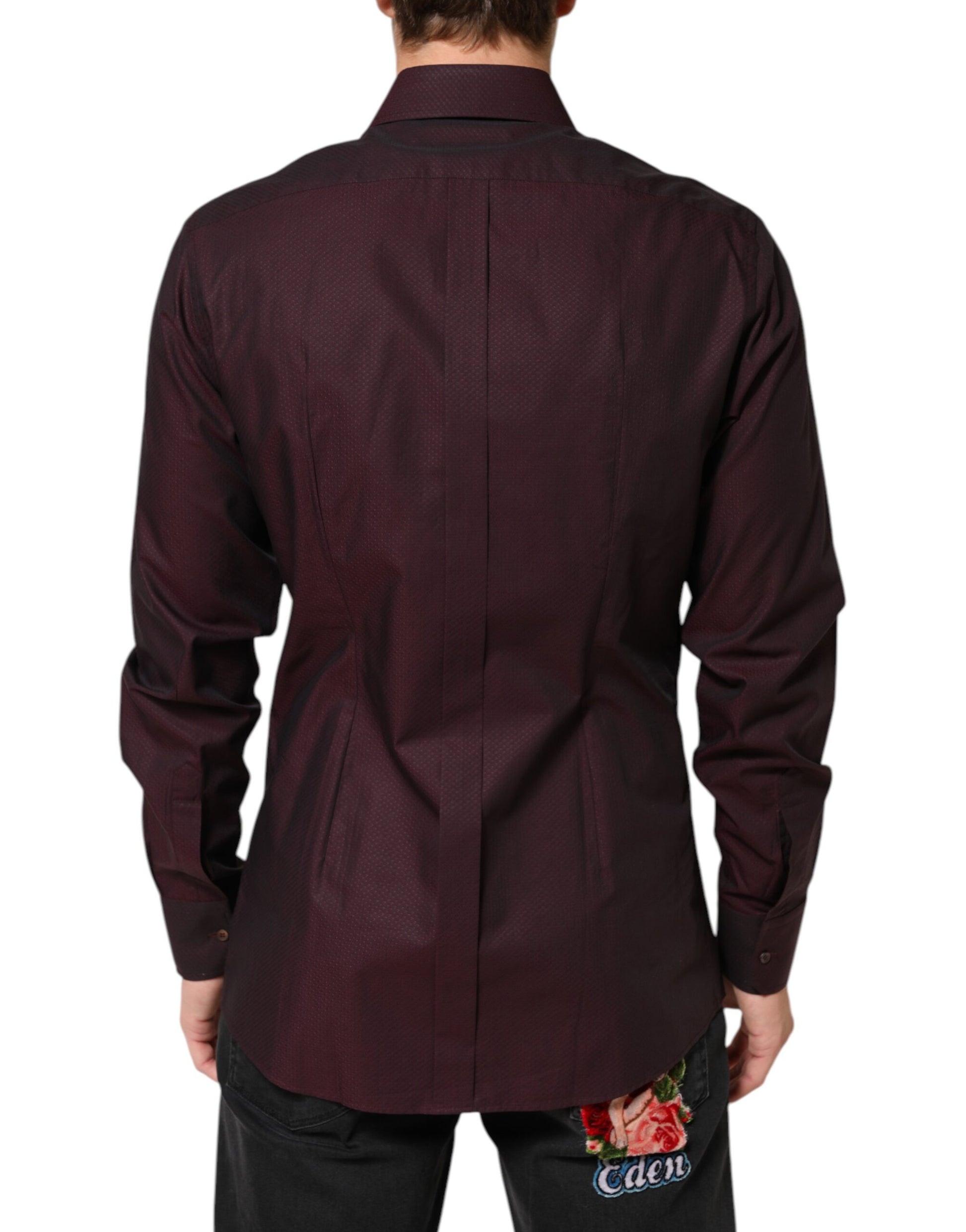 Dolce & Gabbana Violet GOLD Cotton Collared Dress Formal Shirt Dolce & Gabbana