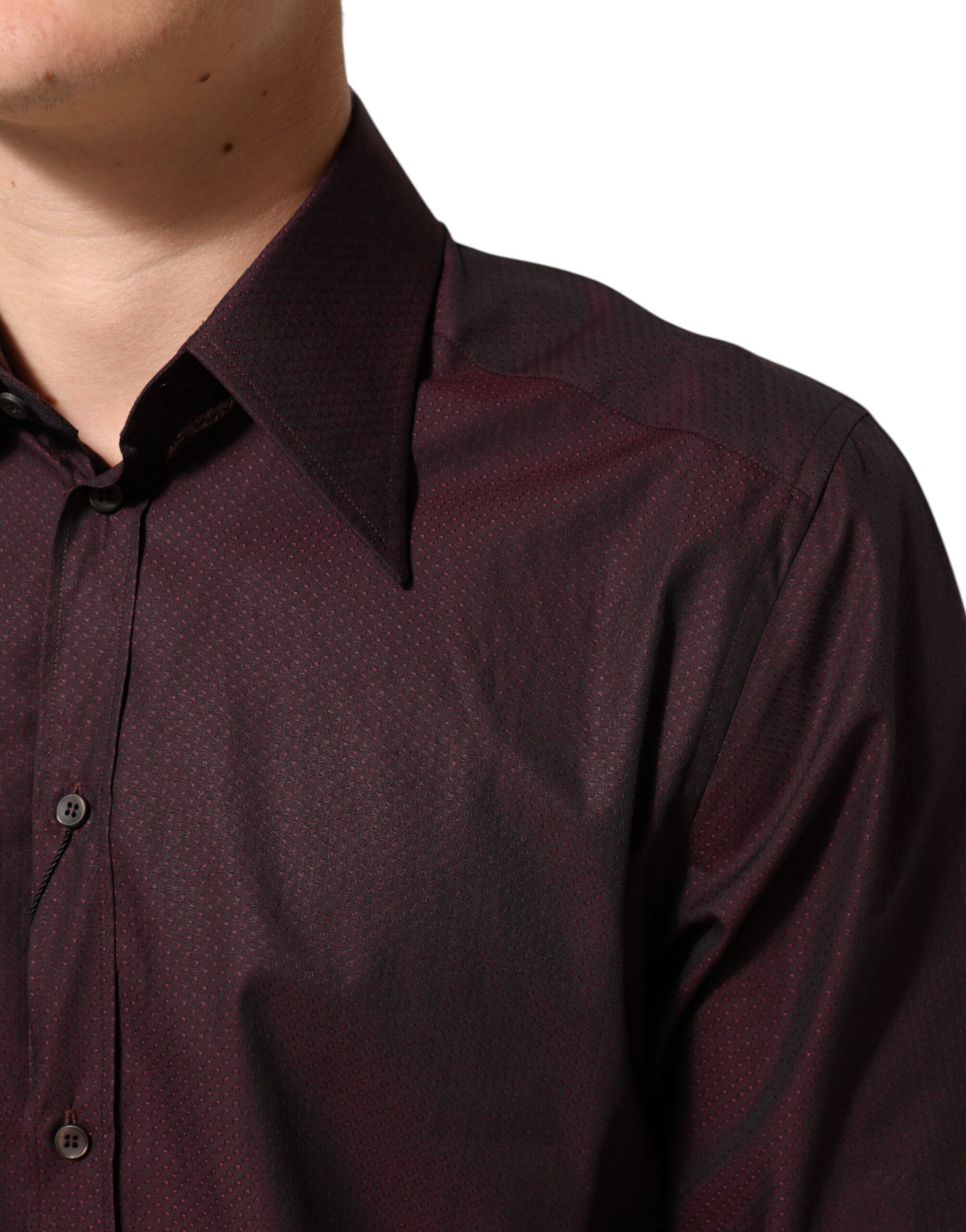 Dolce & Gabbana Violet GOLD Cotton Collared Dress Formal Shirt Dolce & Gabbana