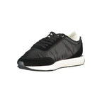 Black Calvin Klein women's sneaker made of polyester, featuring a sleek design and comfortable fit.