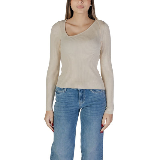 Vila Clothes Cream Viscose Sweatshirt Vila Clothes