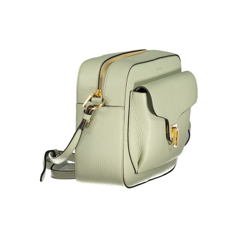 Coccinelle Verde leather women’s shoulder bag with adjustable strap and sleek design, featuring a smooth green finish.