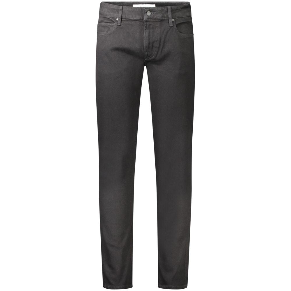 Black Guess Jeans men's skinny jeans made of cotton, featuring a fitted style and classic five-pocket design.