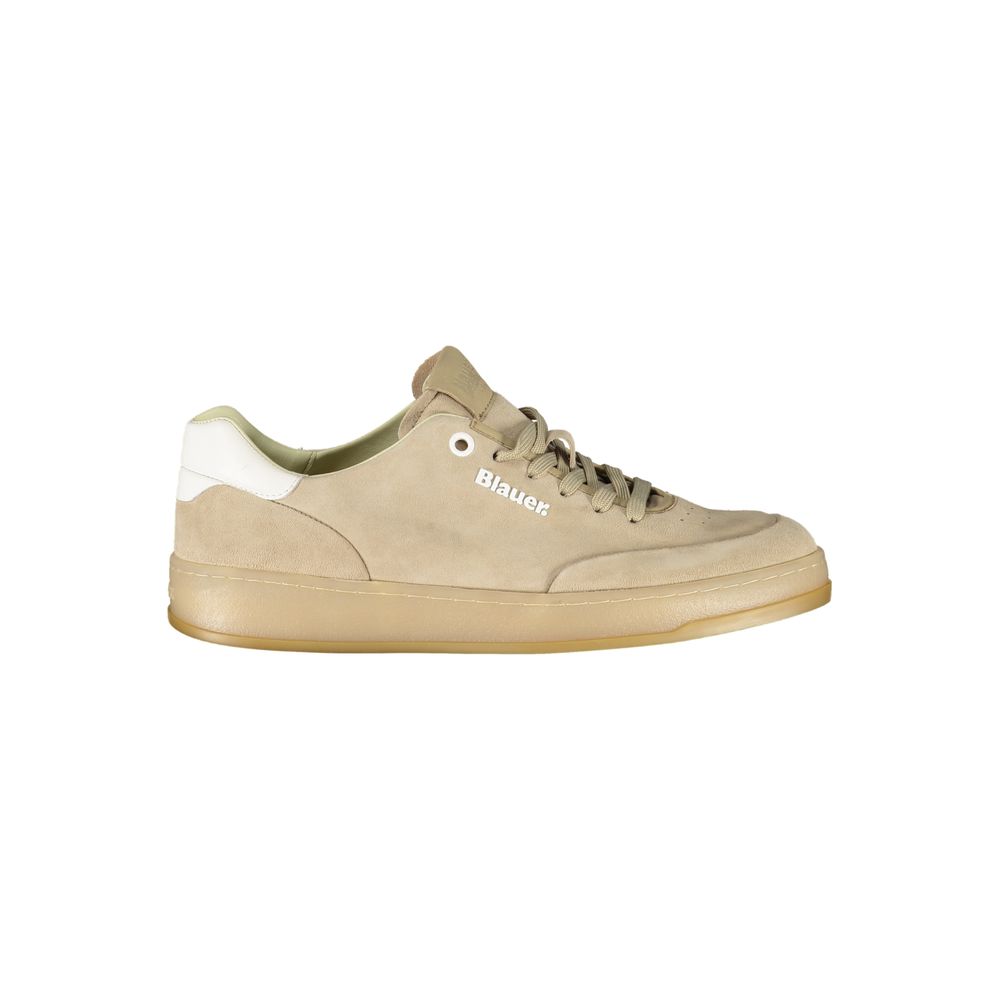 Blauer beige leather men's sneaker with white sole and sleek design, suitable for casual and stylish everyday wear.