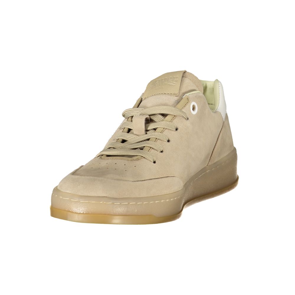 Beige leather men's sneaker by Blauer featuring a sleek design and comfortable sole, perfect for casual and stylish wear.