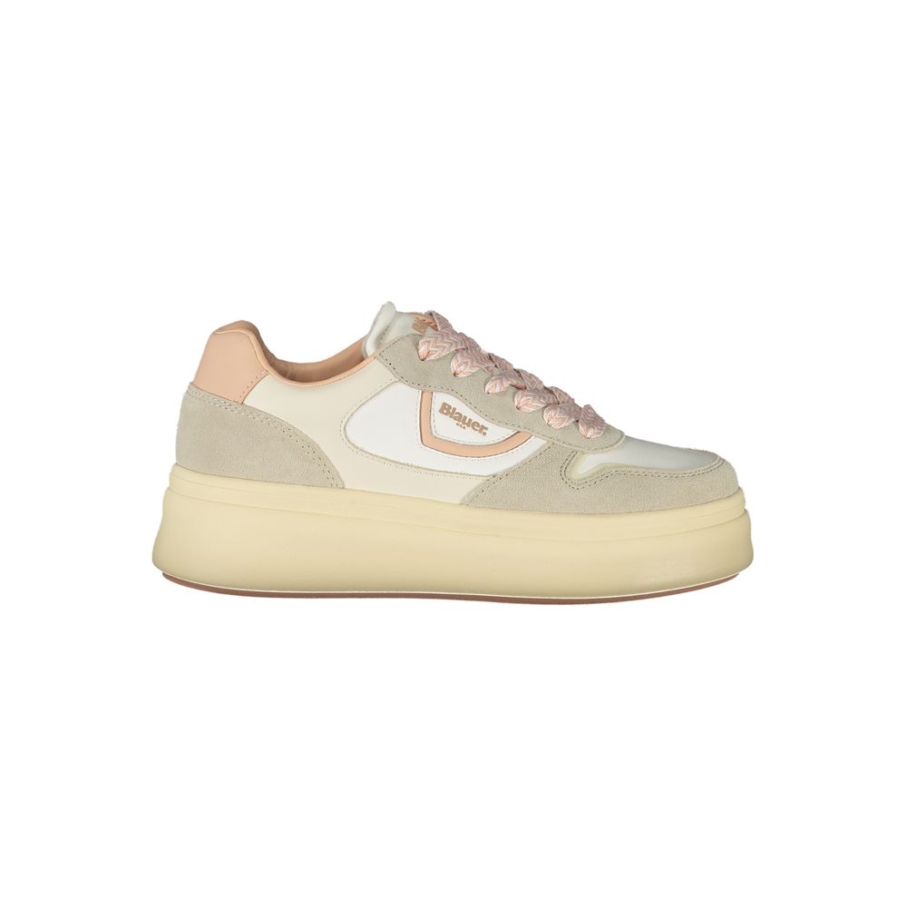 Blauer Bianco women's sneaker with white polyurethane upper, casual athletic style, and rubber sole for comfortable wear
