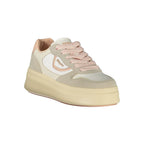 Blauer Bianco women's polyurethane sneaker with white and blue design, laced front, and comfortable sporty style.