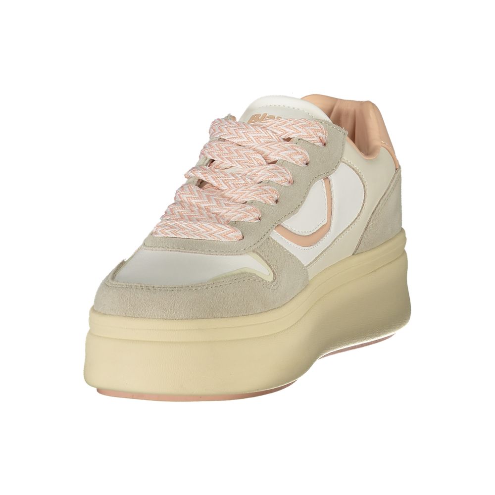 Blauer Bianco white polyurethane women's sneaker with sleek design and athletic sole, perfect for casual wear.
