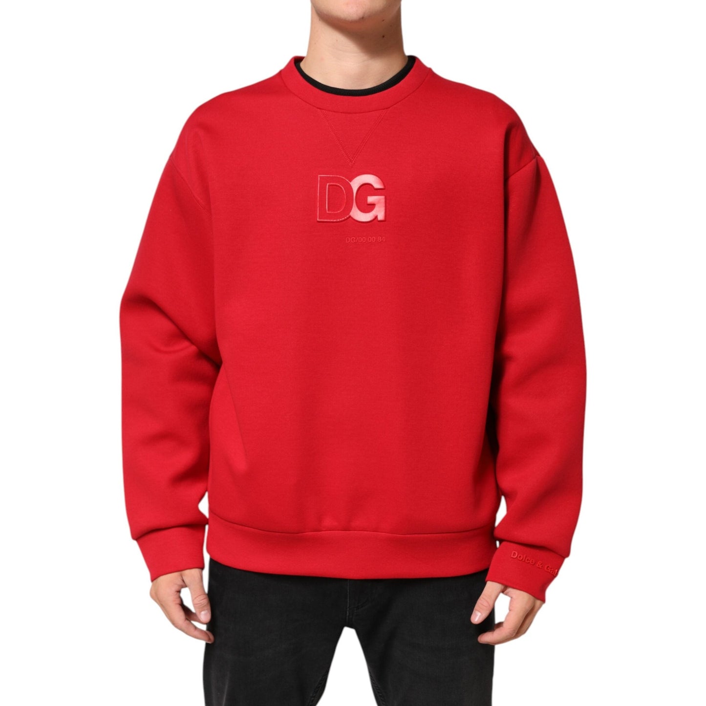 Dolce & Gabbana Red DG Logo Crew Neck Men Sweatshirt Sweater