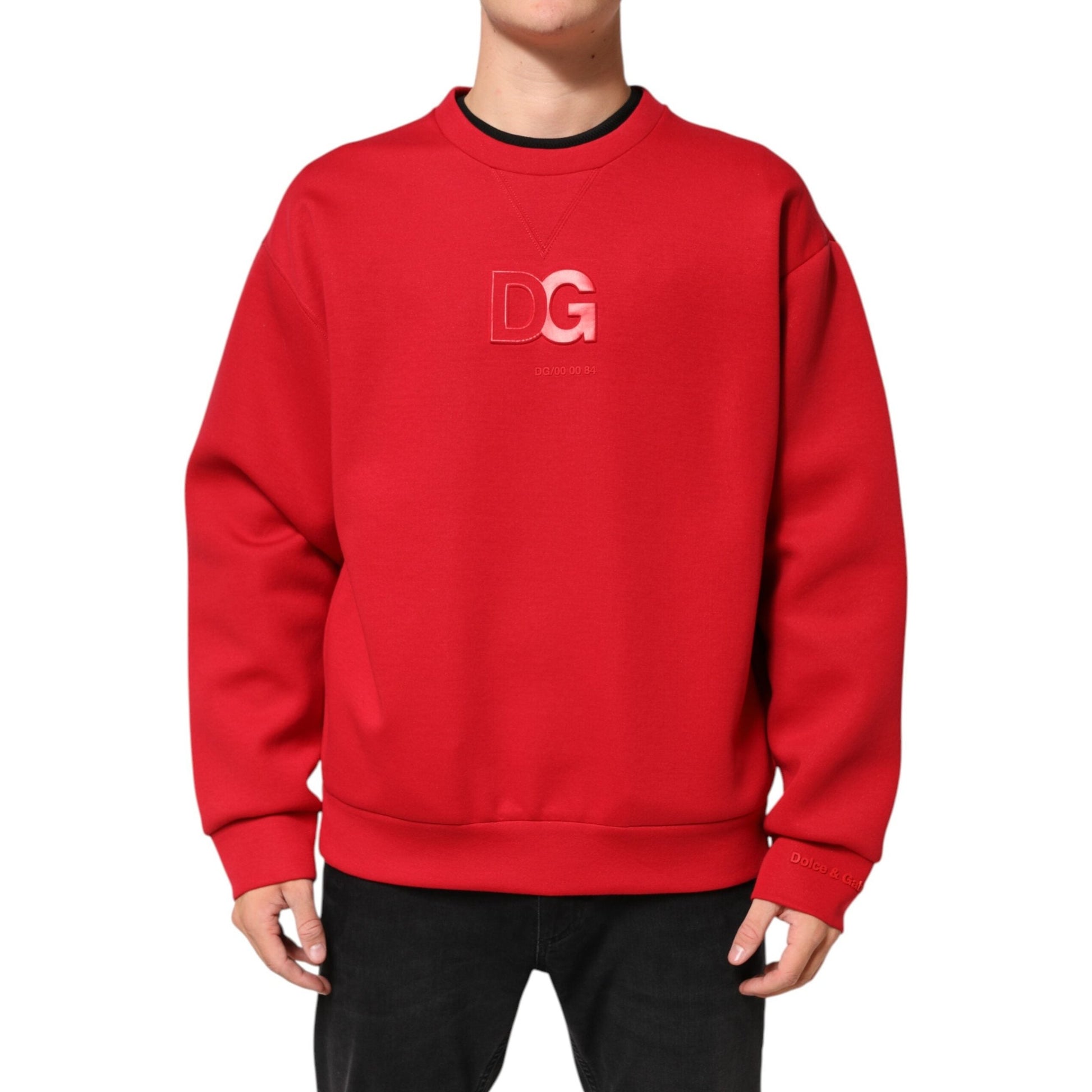 Dolce & Gabbana Red DG Logo Crew Neck Men Sweatshirt Sweater