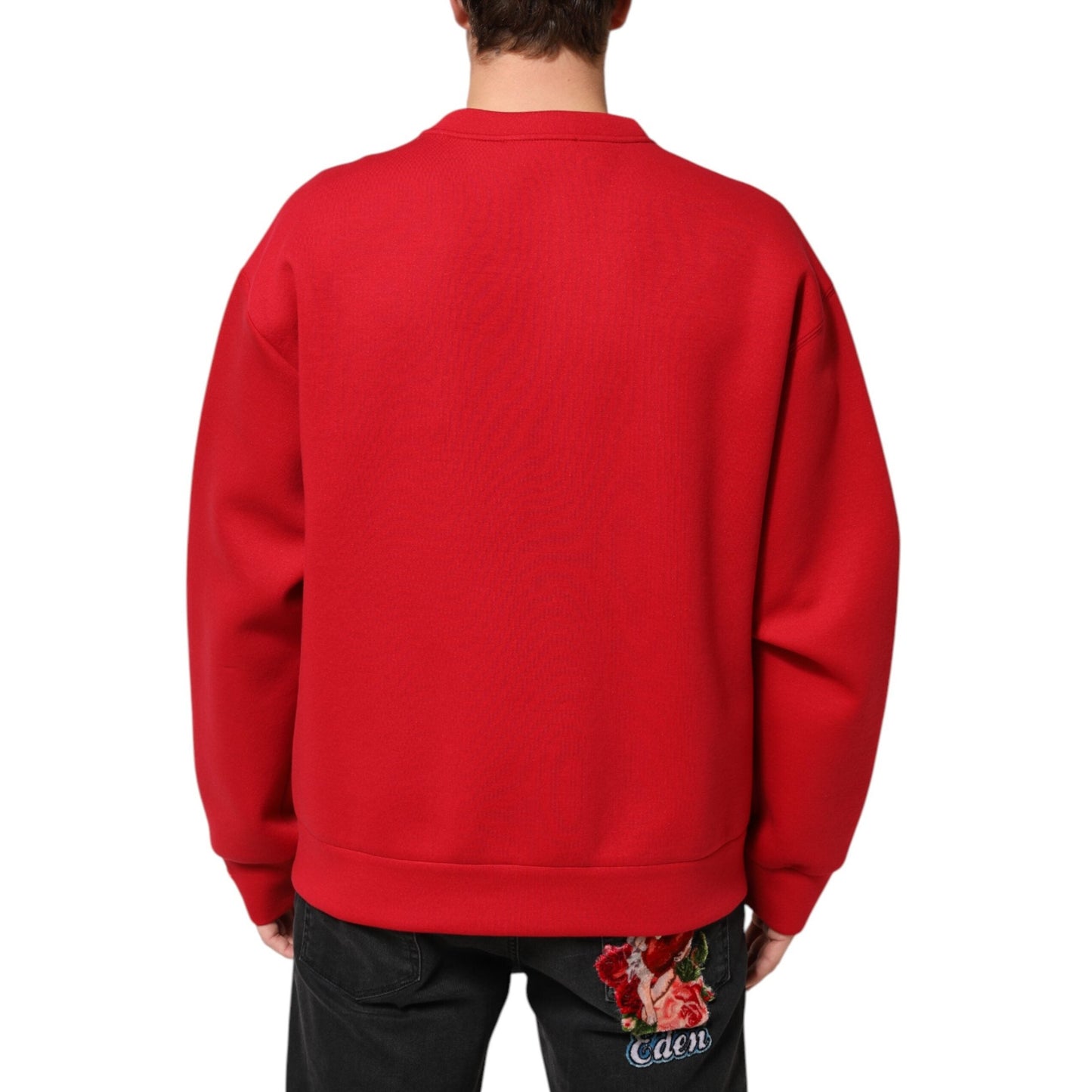 Dolce & Gabbana Red DG Logo Crew Neck Men Sweatshirt Sweater