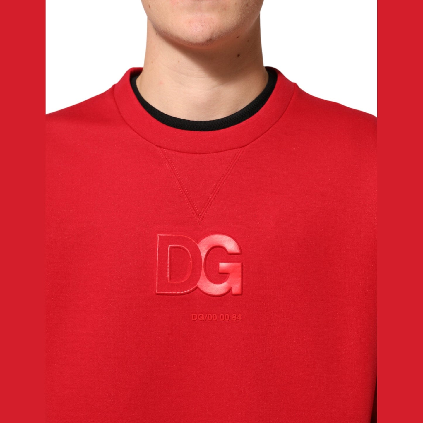 Dolce & Gabbana Red DG Logo Crew Neck Men Sweatshirt Sweater