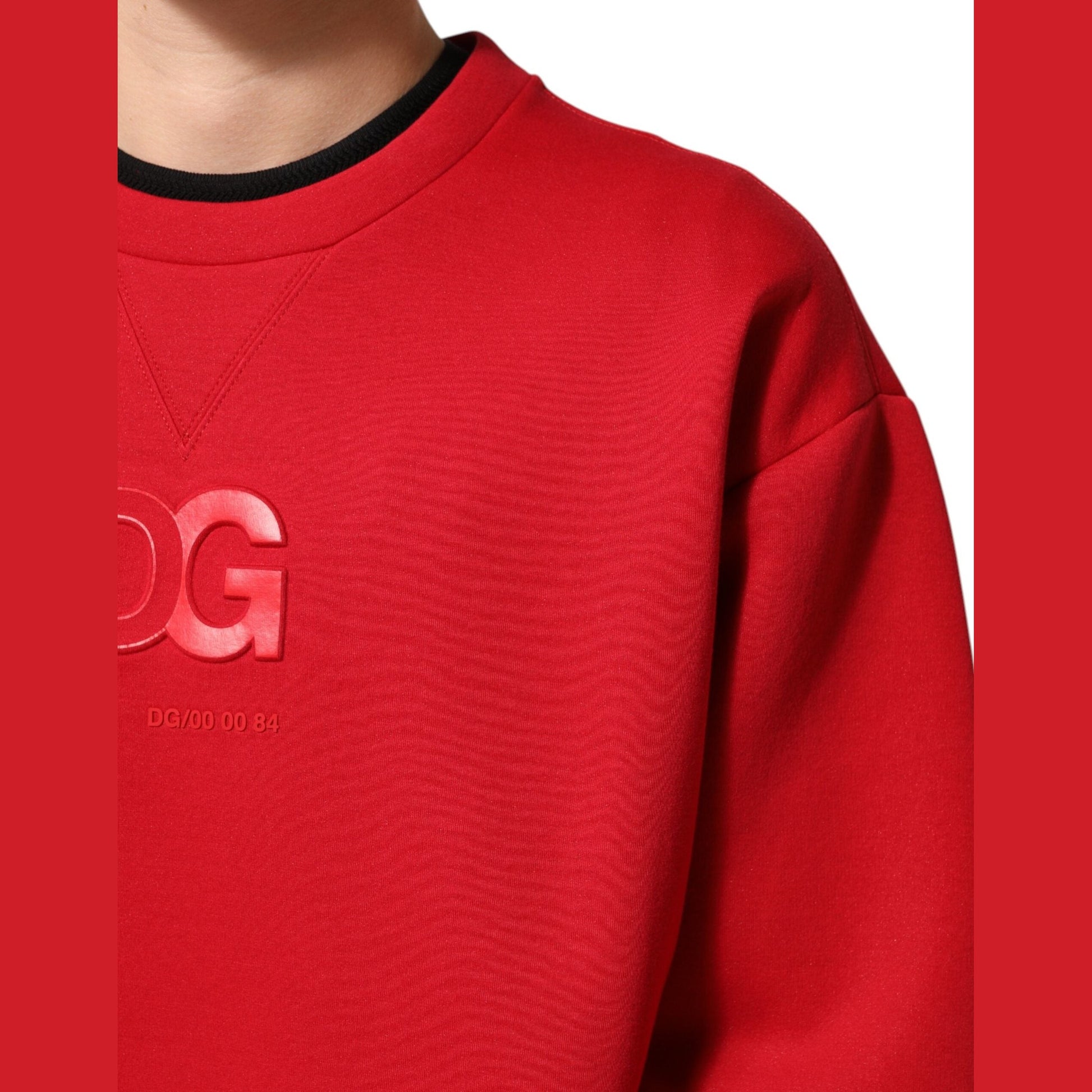 Dolce & Gabbana Red DG Logo Crew Neck Men Sweatshirt Sweater