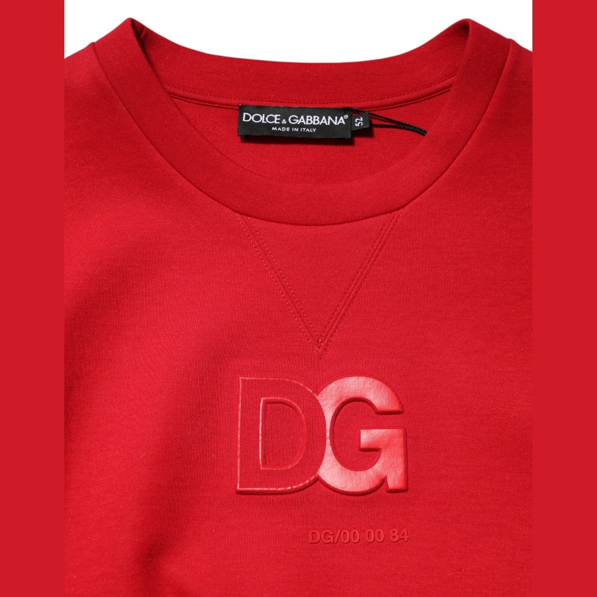Dolce & Gabbana Red DG Logo Crew Neck Men Sweatshirt Sweater