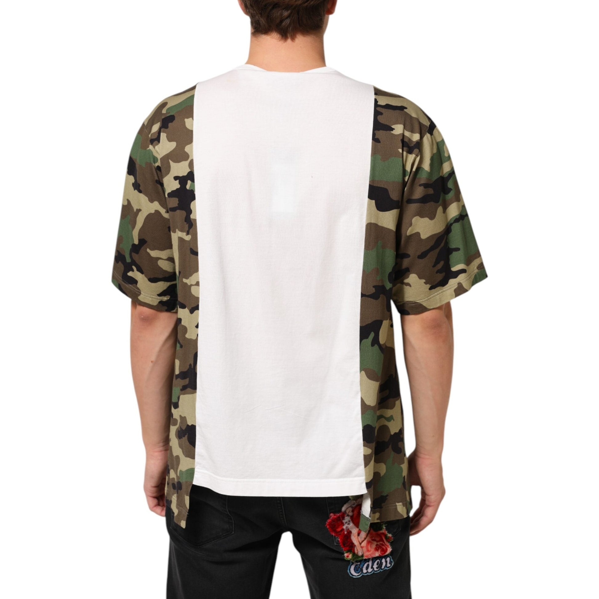 Dolce & Gabbana White Logo Camouflage Crew Neck Men T-shirt