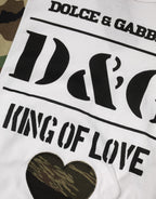 Dolce & Gabbana White Logo Camouflage Crew Neck Men T-shirt