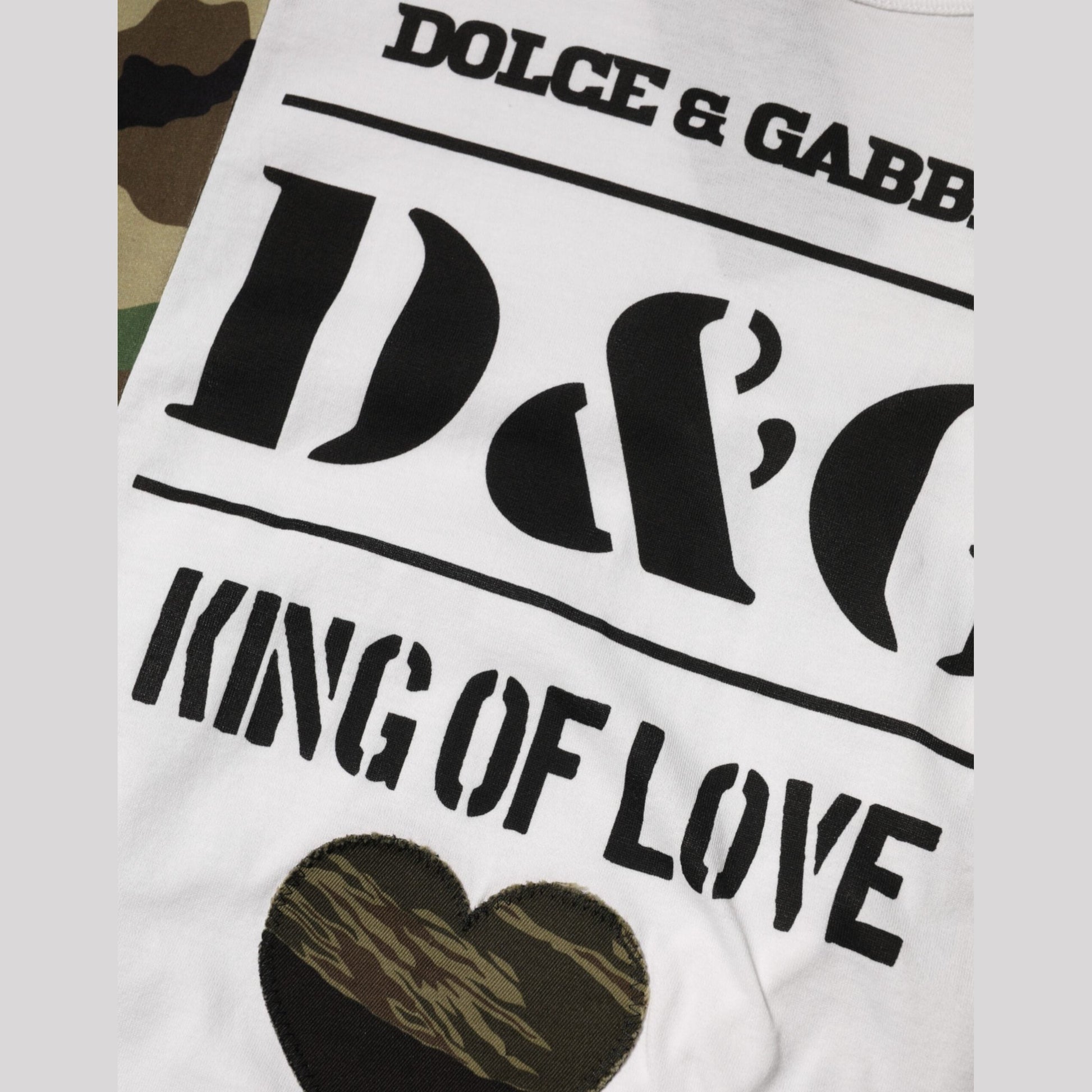 Dolce & Gabbana White Logo Camouflage Crew Neck Men T-shirt