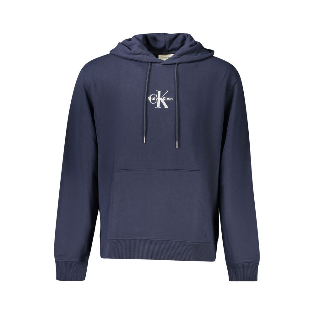 Calvin Klein Blu Cotton Men’s Sweatshirt featuring a crew neck and long sleeves, with the Calvin Klein logo on the chest.
