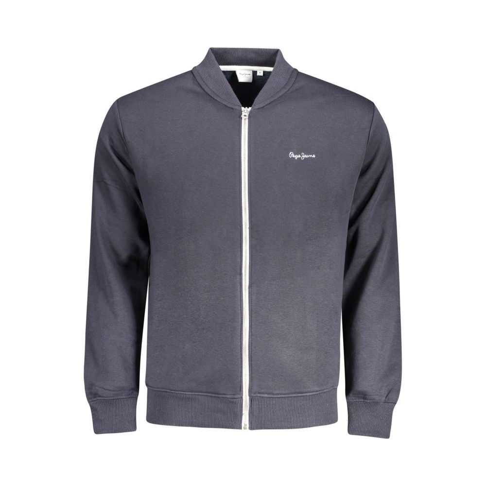 Pepe Jeans blue cotton men's sweatshirt displayed on a hanger, featuring a crew neck and casual style.