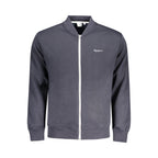 Pepe Jeans blue cotton men's sweatshirt displayed on a hanger, featuring a crew neck and casual style.