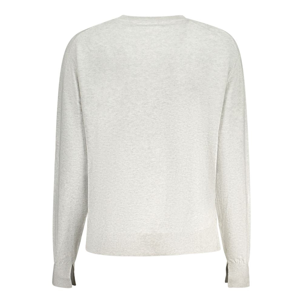 Pepe Jeans gray cotton women's sweater with long sleeves and a relaxed fit, perfect for casual wear.