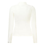 White cotton women's sweater by Pepe Jeans, featuring a classic crewneck and a comfortable, casual fit.