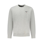 Gray cotton men's sweatshirt by Accademia Militare with a crew neck and logo detail, casual and comfortable for everyday wear.
