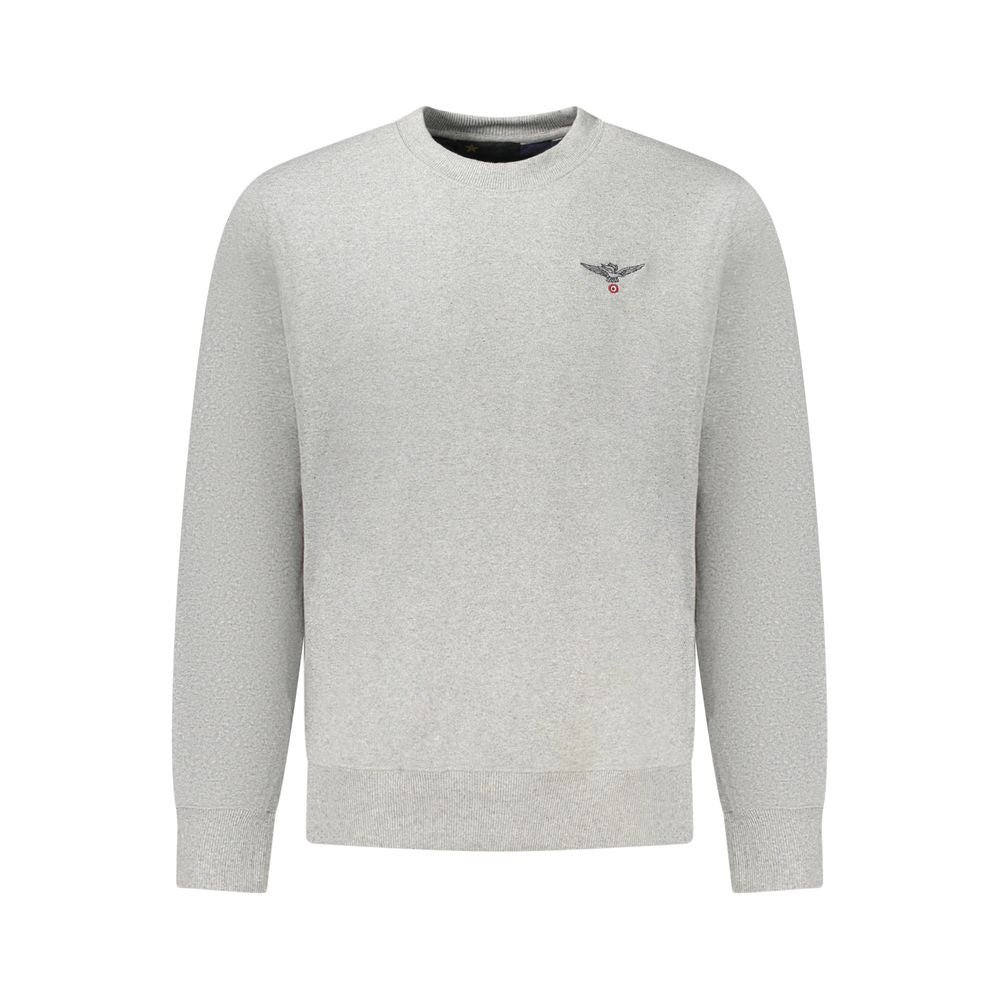 Gray cotton men's sweatshirt by Accademia Militare with a crew neck and logo detail, casual and comfortable for everyday wear.
