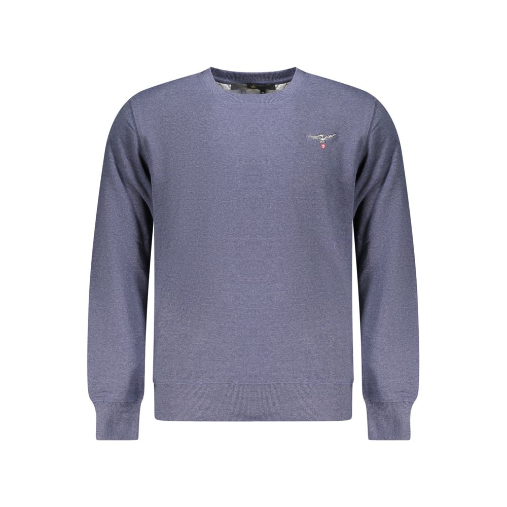 Accademia Militare blue recycled cotton men's sweatshirt with crew neckline and ribbed cuffs, casual style for everyday wear