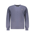 Accademia Militare blue recycled cotton men's sweatshirt with crew neckline and ribbed cuffs, casual style for everyday wear