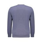 Accademia Militare blue recycled cotton men's sweatshirt with ribbed cuffs and collar on a plain background.