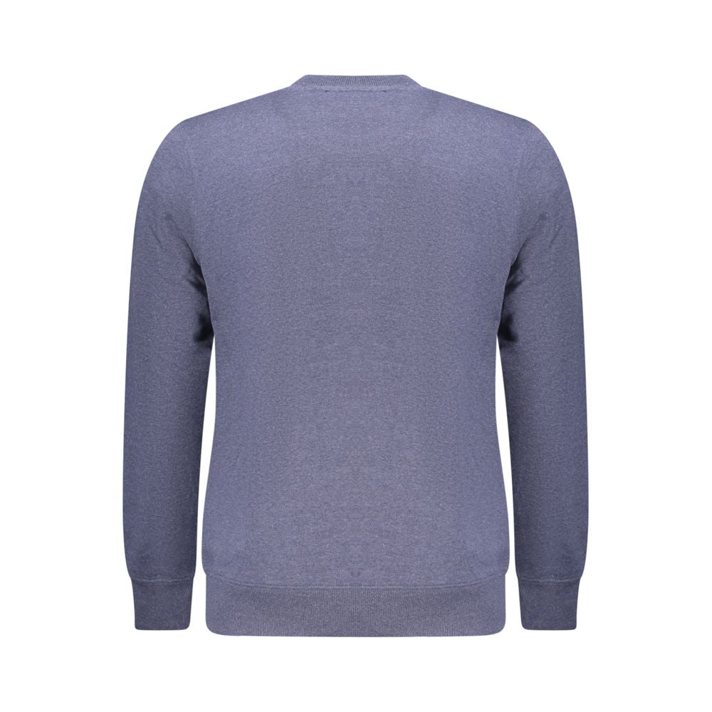 Accademia Militare blue recycled cotton men's sweatshirt with ribbed cuffs and collar on a plain background.