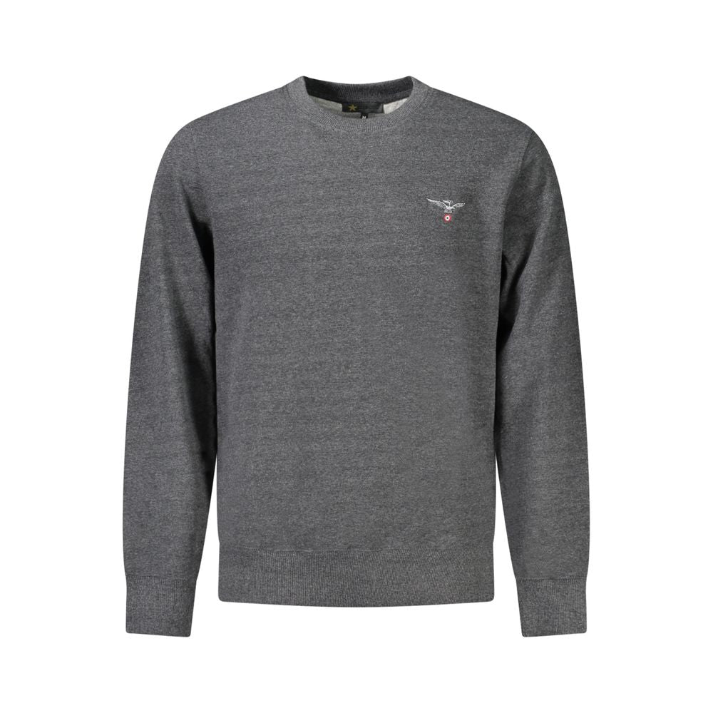 Accademia Militare gray recycled cotton male sweatshirt with crew neck and long sleeves, casual and comfortable fit.