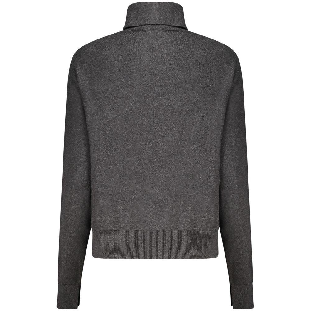 Black cotton women's sweater by Pepe Jeans, featuring a cozy fit and simple design, displayed on a neutral background.