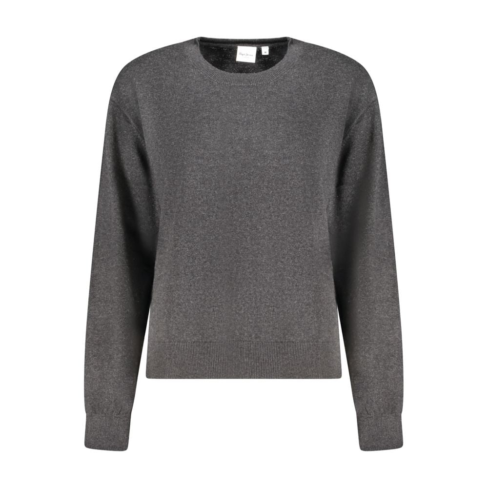 Pepe Jeans Nero cotton women's sweater featuring a classic crew neck and long sleeves, in black with subtle branding details.