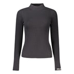 Pepe Jeans black cotton women's sweater displayed on a hanger, showcasing a cozy, casual knit with a classic crew neckline.