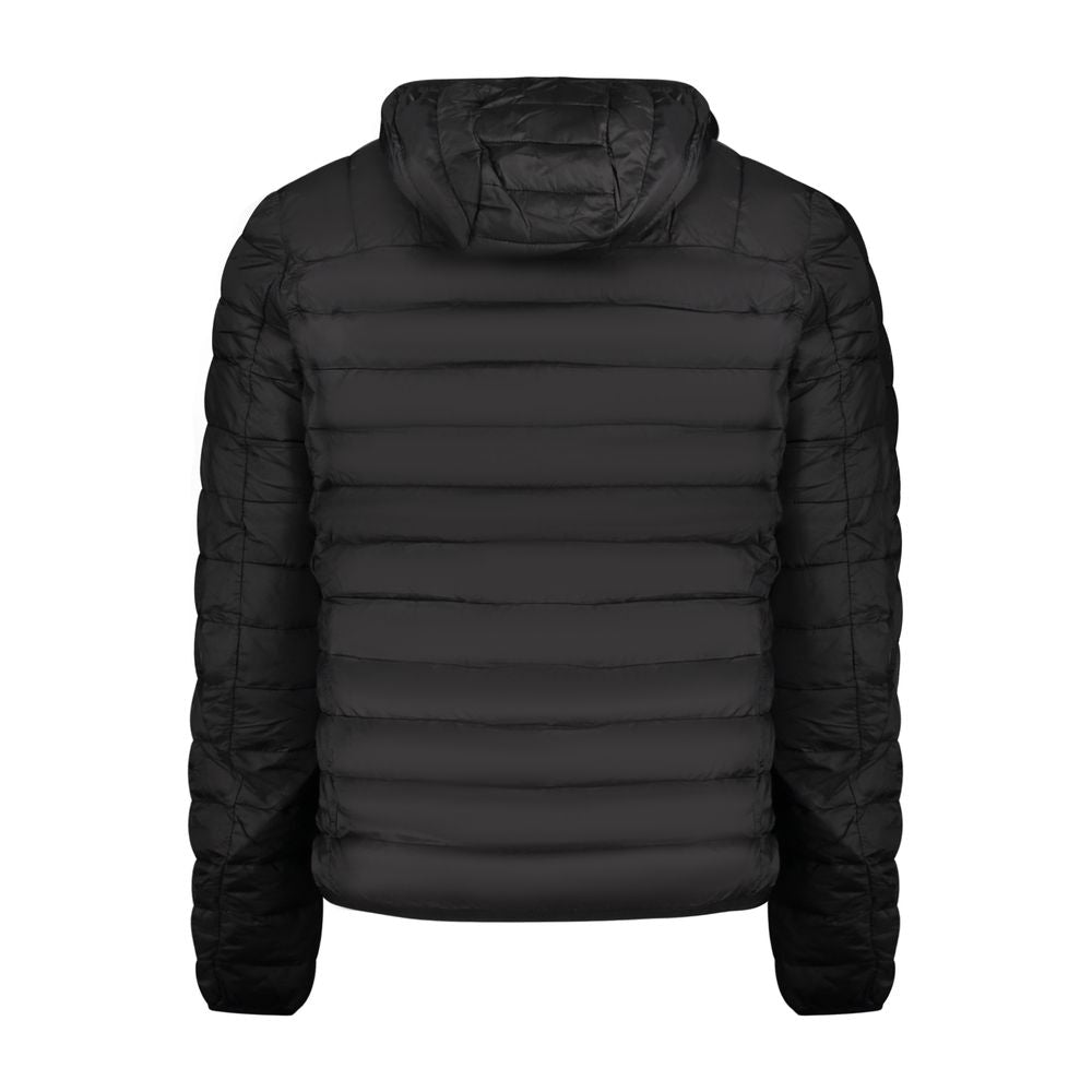 Black Cavalli Class men's polyester jacket with a sleek design, featuring a zip front and stylish collar.