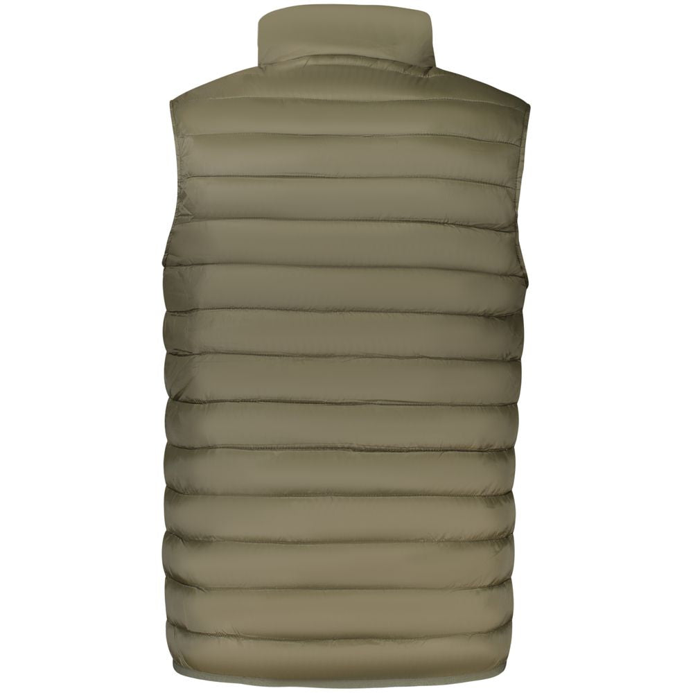 Cavalli Class Verde polyester men's jacket shown on a hanger, featuring a sleek design and full front zipper.