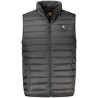 Cavalli Class Nero polyester men's jacket with a sleek design and modern fit, shown on a hanger.