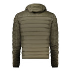Cavalli Class Verde men's polyester jacket with a sleek design, shown in a close-up image highlighting the fabric texture.