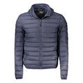 Cavalli Class Blu polyester men's jacket shown in a stylish blue design with a front zipper and modern fit.