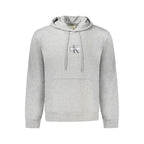 Calvin Klein Grigio Cotton Men's Hooded Sweatshirt, casual gray hoodie with front pocket and relaxed fit.