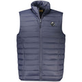 Cavalli Class Blu polyester men's jacket with a sleek design and modern fit, featuring a smooth fabric finish.
