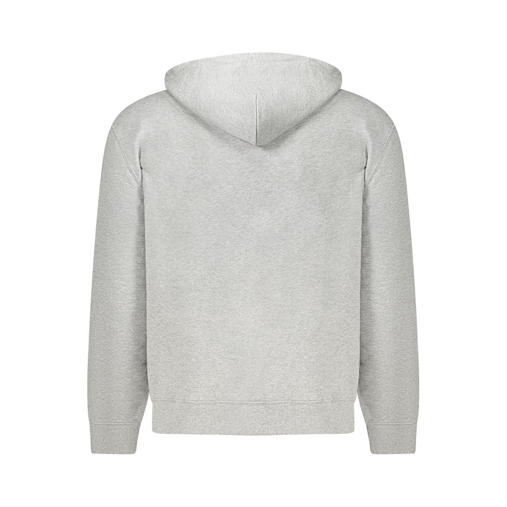 Calvin Klein Grigio Cotton men's hoodie sweatshirt with a front pocket and drawstring hood, casual and comfortable.