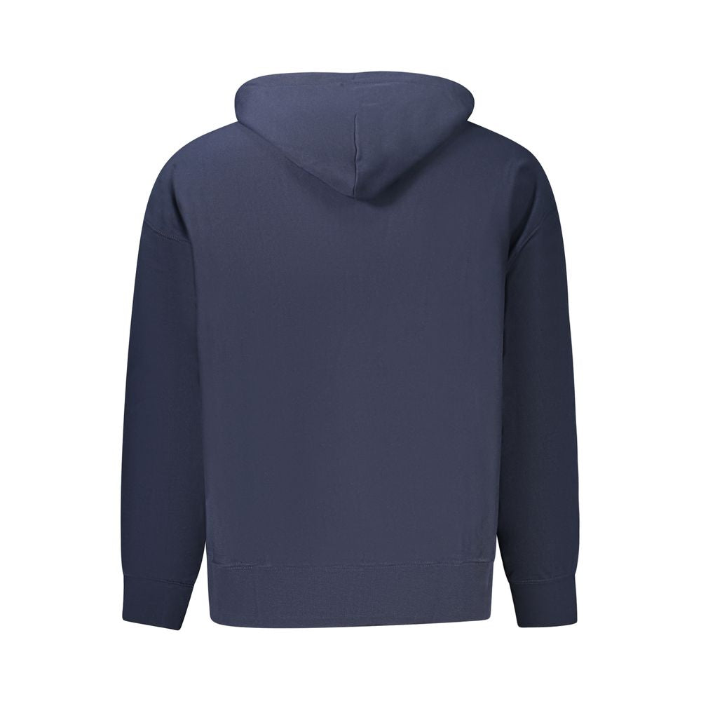 Calvin Klein blue cotton men's hoodie with front pocket and drawstring hood, casual and comfortable for everyday wear.