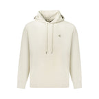 Beige cotton men's hoodie by Calvin Klein, featuring a relaxed fit and classic design with a hood and front pocket.