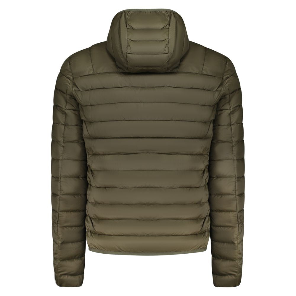 Cavalli Class Verde polyester men's jacket with a sleek design and front zipper, ideal for casual or outdoor wear.
