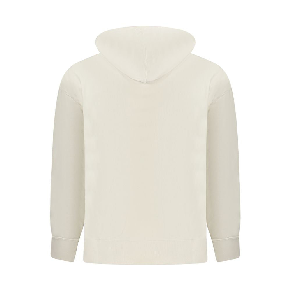 Beige cotton men's hoodie by Calvin Klein, featuring a relaxed fit and brand logo on the chest.