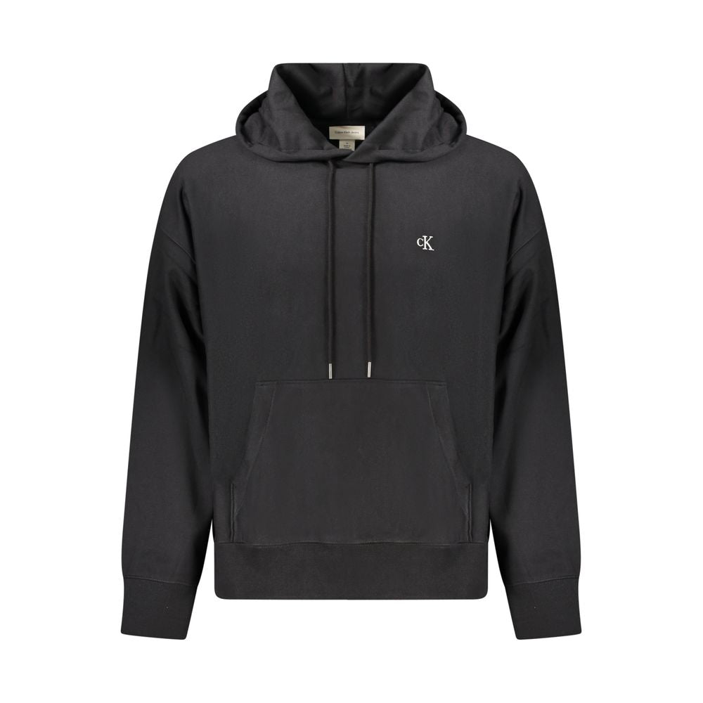 Black Calvin Klein cotton men's sweatshirt with a crew neck and long sleeves, displayed on a plain background.