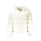 Calvin Klein Bianco Poliammide Uomo jacket with front zipper and stand collar, lightweight men's outerwear in white nylon fabric